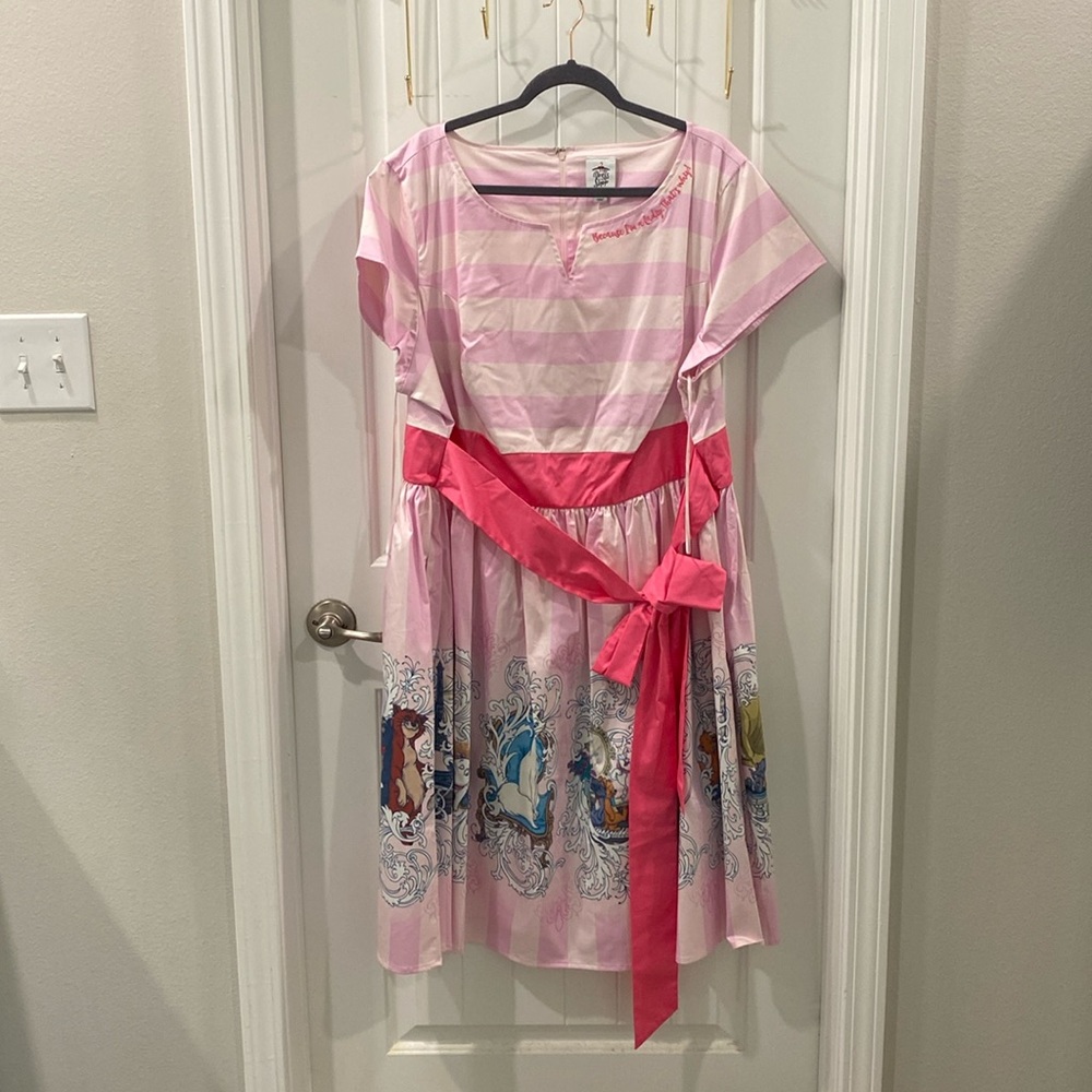 Disney The Dress Shop Aristocats Pink Striped Dress With Bow 3X Plus Size